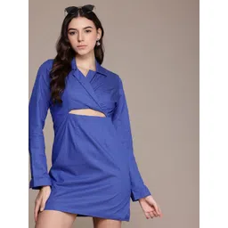 French Connection Lapel Collar Cut-Outs A-Line Mini Dress-picture-12