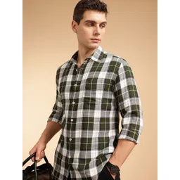 French Connection Men Premium Slim Fit Checked Pure Cotton Casual Shirt-picture-33