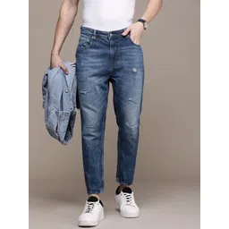 French Connection Men Pure Cotton Comfy Tapered Fit Mildly Distressed Light Fade Jeans-picture-29