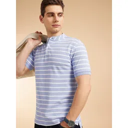 French Connection Men Striped Mandarin Collar Pure Cotton T-shirt-picture-28