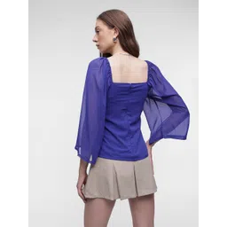 French Connection Plunge Neck Twisted Semi-Sheer Top image 5