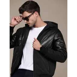 French Connection Solid Hooded Bomber Jacket-picture-37