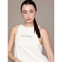 French Connection Typography Printed Pure Cotton Sleeveless T-shirt-picture-29