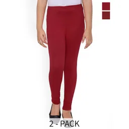FRENCH KLEIDER Girls Pack Of 2 Cotton Churidar Length Leggings-picture-17