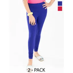 FRENCH KLEIDER Girls Pack Of 2 Cotton Churidar-Length Leggings-picture-38