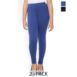 FRENCH KLEIDER Girls Pack Of 2 Pure Cotton Churidar-Length Legging-picture-11