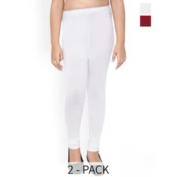 FRENCH KLEIDER Girls Pack Of 2 Pure Cotton Churidar Length Leggings-picture-44