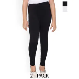 FRENCH KLEIDER Girls Pack Of 2 Pure Cotton Churidar Length Leggings-picture-20