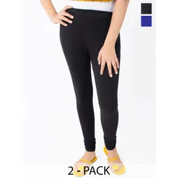 FRENCH KLEIDER Girls Pack Of 2 Pure Cotton Churidar Length Leggings-picture-34