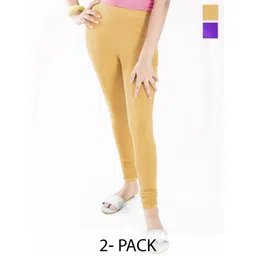 FRENCH KLEIDER Girls Pack Of 2 Pure Cotton Churidar Length Leggings-picture-38