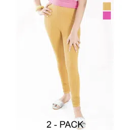 FRENCH KLEIDER Girls Pack Of 2 Pure Cotton Churidar Length Leggings-picture-15