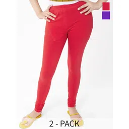 FRENCH KLEIDER Girls Pack Of 2 Pure Cotton Churidar Length Leggings-picture-18