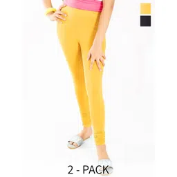 FRENCH KLEIDER Girls Pack Of 2 Pure Cotton Churidar Length Leggings-picture-20