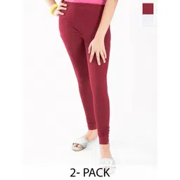 FRENCH KLEIDER Girls Pack Of 2 Pure Cotton Churidar Length Leggings-picture-22