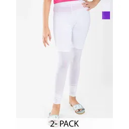 FRENCH KLEIDER Girls Pack Of 2 Pure Cotton Churidar Length Leggings-picture-23
