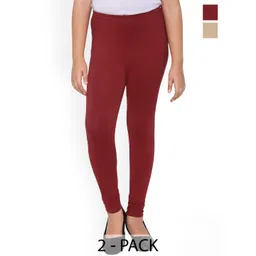 FRENCH KLEIDER Girls Pack Of 2 Pure Cotton Churidar Length Leggings-picture-11
