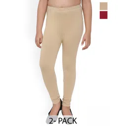 FRENCH KLEIDER Girls Pack Of 2 Pure Cotton Churidar Length Leggings-picture-54
