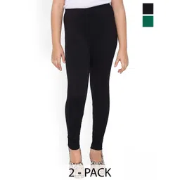 FRENCH KLEIDER Girls Pack Of 2 Pure Cotton Churidar Length Leggings-picture-13