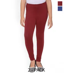 FRENCH KLEIDER Girls Pack Of 2 Pure Cotton Churidar Length Leggings-picture-30