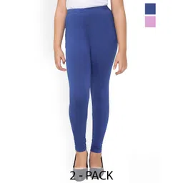 FRENCH KLEIDER Girls Pack Of 2 Pure Cotton Churidar Length Leggings-picture-55