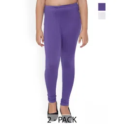 FRENCH KLEIDER Girls Pack Of 2 Pure Cotton Churidar Length Leggings-picture-31