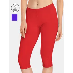 FRENCH KLEIDER Girls Pack of 2 Red & Blue Capris-picture-22