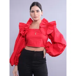 French Theory Women Solid Square Neck Cotton Top-picture-15