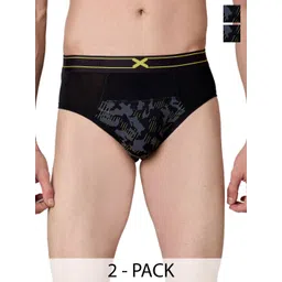 FRENCHIE Men Pack Of 2 Printed Mid-Rise Basic Briefs FR-MI-BF-SIN-1X5-BLACK-S-PO2-picture-26