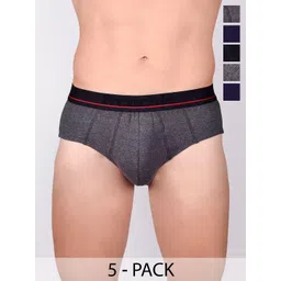 FRENCHIE Men Pack Of 5 Assorted Mid-Rise Pure Cotton Briefs CASUALS_4003_PO5_S-image-27