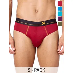 FRENCHIE Men Pack Of 5 Mid Rise Ultrasoft Briefs FR-MI-BF-DRIP-1X5-PO5-BKRED-S-picture-42