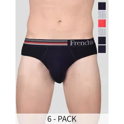 FRENCHIE Men Pack Of 6 Assorted Mid-Rise Pure Cotton Briefs CASUALS_4000_PO6_S-image-24