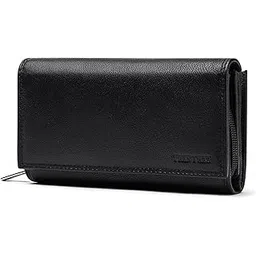 frentree Women's Genuine Nappa Leather Wallet Large Leather Wallet with RFID Protection, Soft Genuine Leather Wallet, Many Compartments, black, Premium-picture-40