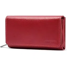 frentree Women's Genuine Nappa Leather Wallet Large Leather Wallet with RFID Protection, Soft Genuine Leather Wallet, Many Compartments, Red, Premium-picture-15