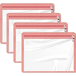 FRENYEAR Transparent Makeup Bags Cosmetic Makeup Bags | Clear PVC with Zipper Pouch Portable Travel Accessories Pouch (25 X 18 CM-(Pack of 4), Pink)-picture-15