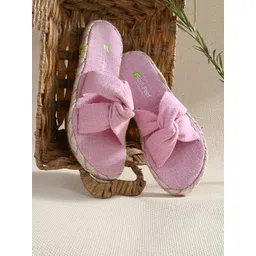 FRESH 1947 FEET Women Canvas Open Toe Flats With Bows-picture-13