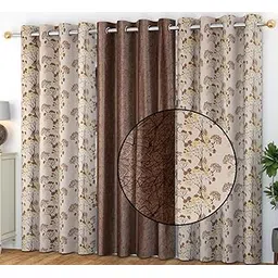 FRESH FROM LOOM Opaque Curtains for Door 7 Feet Long|Door Window Curtain|Premium Polyester Parda|Latest Modern Parde for Living Room Bedroom|Home Office Screens|Eyelet Ring (Set of 3 | Coffee)-picture-24