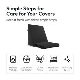 Frido Wedge Plus Cushion Cover | Ultrasoft, Breathable & Cool Pillow Cover | Aesthetic Pillow Cover for Home | Durable & Machine Washable | Black image 2