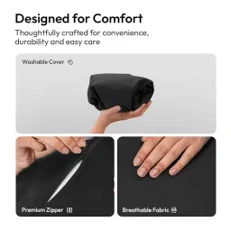 Frido Wedge Plus Cushion Cover | Ultrasoft, Breathable & Cool Pillow Cover | Aesthetic Pillow Cover for Home | Durable & Machine Washable | Black image 3