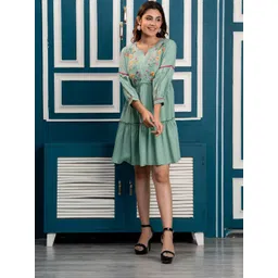 FrionKandy Floral Embroidered A-Line Dress-picture-10