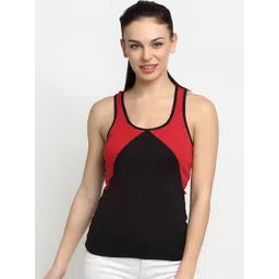 Friskers Black & Red Colourblocked Pure Cotton Tank Top-picture-28