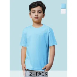 Friskers Boys Pack of 2 Solid Round Neck Cotton T-shirts-picture-41