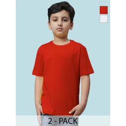 Friskers Boys Pack of 2 Solid Round Neck Cotton T-shirts-picture-36