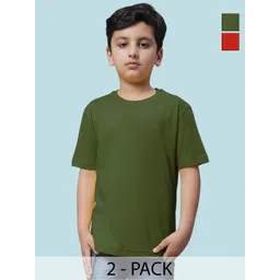 Friskers Boys Pack of 2 Solid Round Neck Cotton T-shirts-picture-11