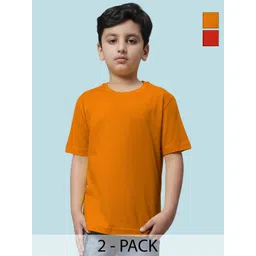 Friskers Boys Pack of 2 Solid Round Neck Cotton T-shirts-picture-25