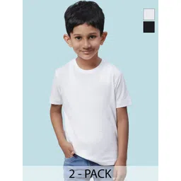 Friskers Boys Pack of 2 Solid Round Neck Cotton T-shirts-picture-23