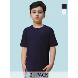 Friskers Boys Pack of 2 Solid Round Neck Cotton T-shirts-picture-17