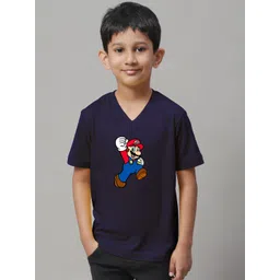 Friskers Boys Printed Short Sleeves V-Neck Regular Fit Cotton T-shirt-picture-31