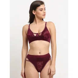 friskers FriskersWomen Maroon Solid Lingerie Set OD-309-38-30-picture-29