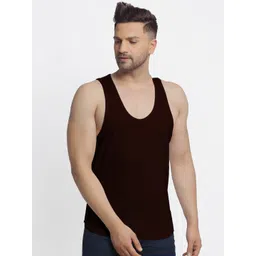 Friskers Men Brown Solid Innerwear Vest-picture-11
