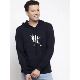 Friskers Men Navy Blue Printed Hood T-shirt-picture-37